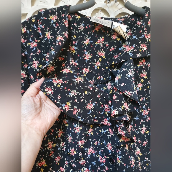 Vintage Black Ditsy Floral Maxi Dress by Kathy Lee Woman 18W - Picture 3 of 10